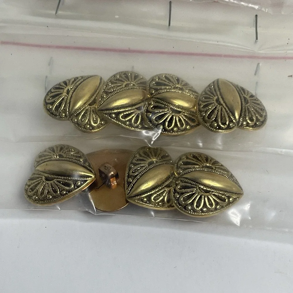 Lg Lot Vintage Gold Silver Tone Metal/Brass Buttons Shank Crafts Military White